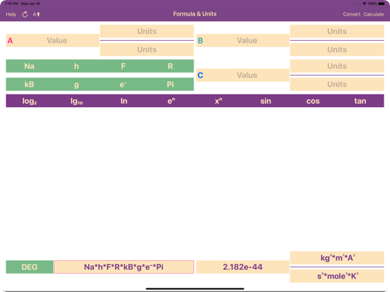 Formula & Units iPad screenshot