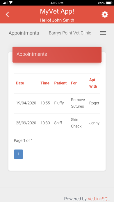 MyVet App! Screenshot