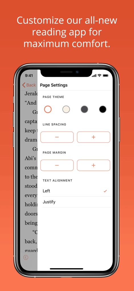 BookFunnel - Customize the reading experience with granular 'Page Settings', including adjustable line spacing and multiple page theme options for optimal comfort.