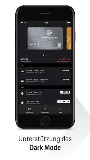 Screenshot von Porsche Card auf dem iPhone 7