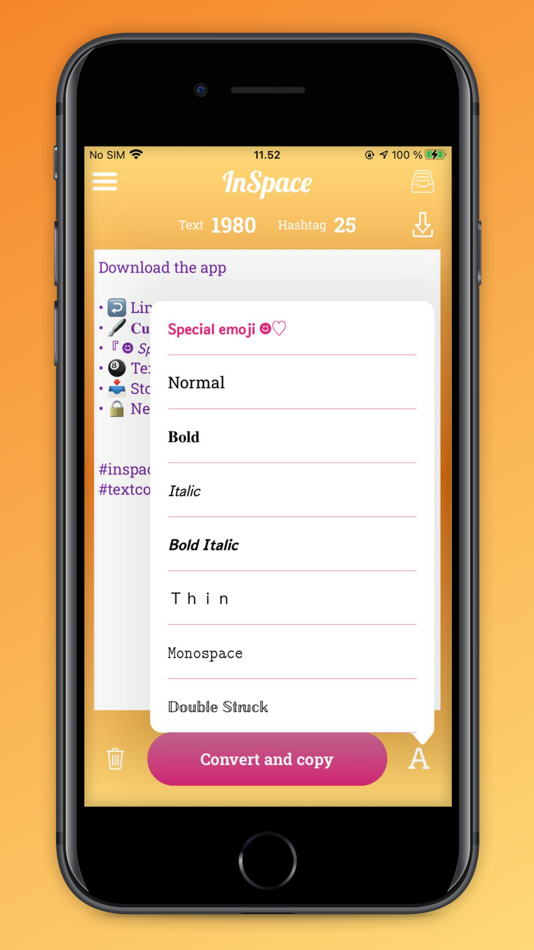 #1. InSpace: caption for Instagram (iOS) Podle: Stefano Ventrudo