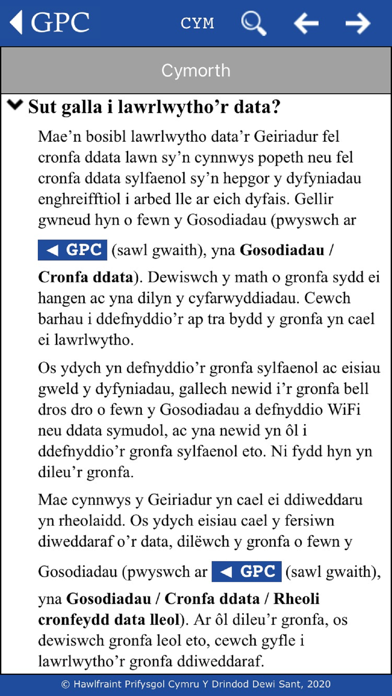 GPC Geiriadur Welsh Dictionary Screenshot