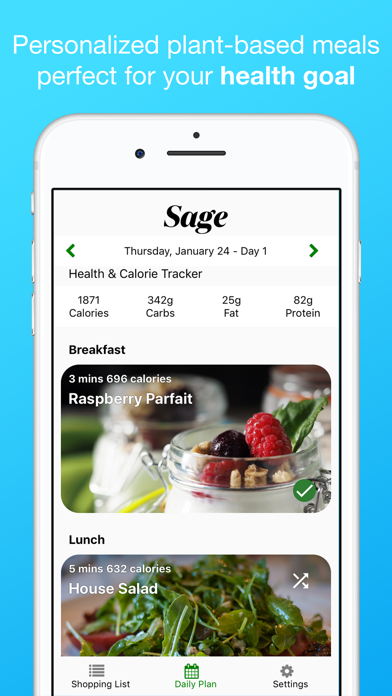 Screenshot #1 pour Sage Healthy Meal Plan