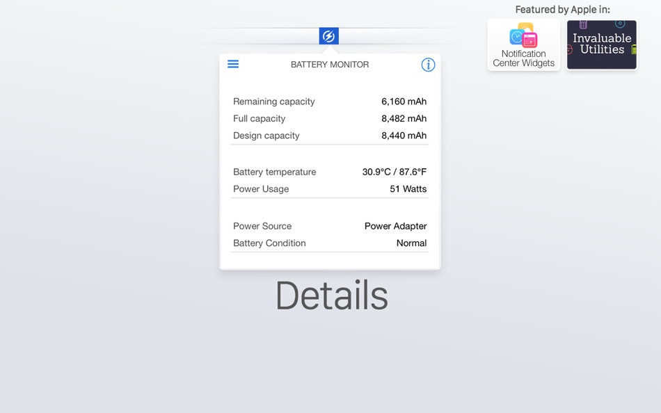 #3. Battery Monitor: Health, Info (macOS) 由: Rocky Sand Studio Ltd.