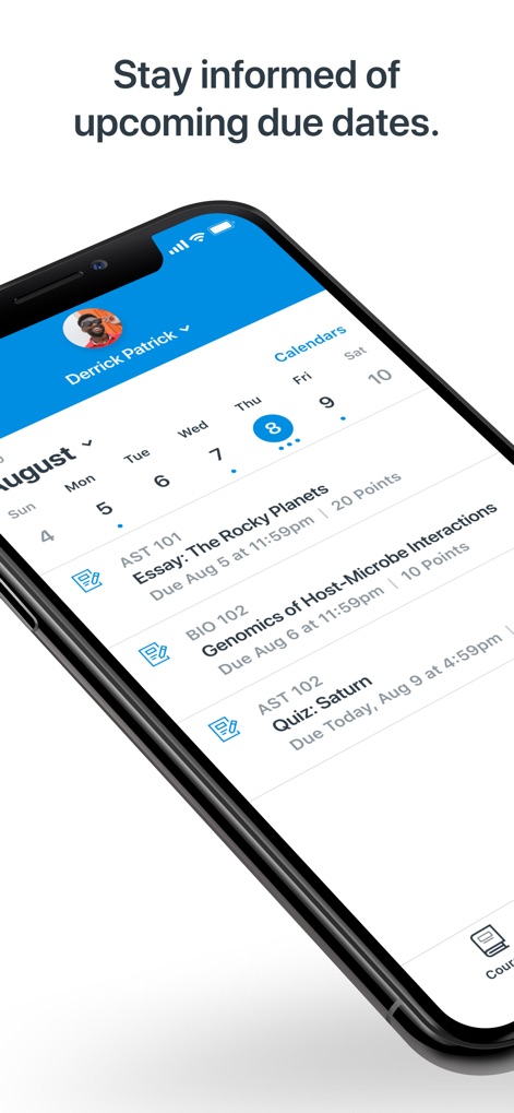 Canvas Parent - Esta ferramenta exibe de forma organizada os próximos compromissos do aluno. Os usuários podem visualizar o "calendário mensal" e os "detalhes dos trabalhos" agendados.
