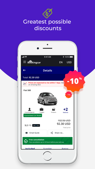 Bookingcar - cheap car rentals iPhone screenshot 5 - Travel app