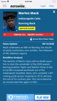 rotowire fantasy news center iphone screenshot 2