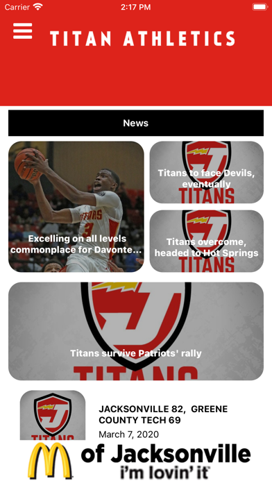 Jacksonville Titans Athletics Screenshot