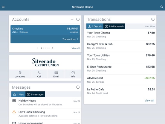 Silverado Mobile iPad screenshot 2 - Finance app