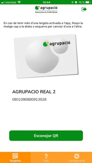 Captura de pantalla de Tarjeta Virtual Agrupació en iPhone 2