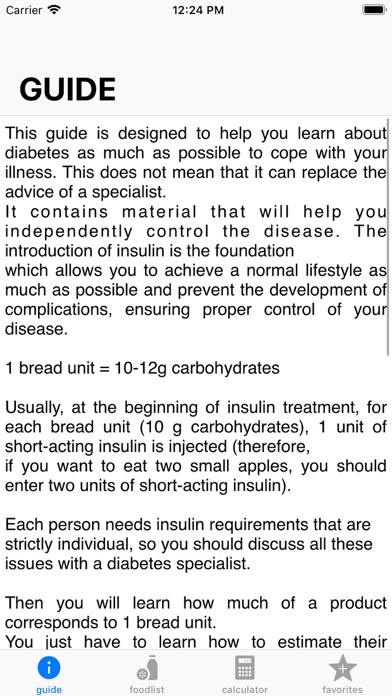 Diabettes & Carbohydrates Screenshot