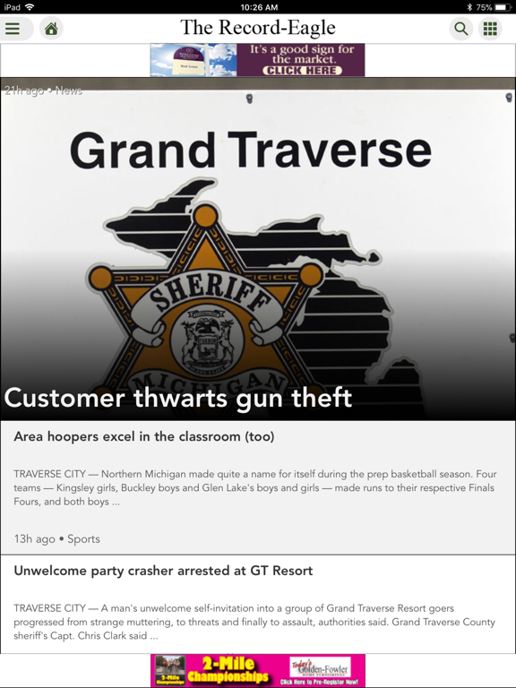 Traverse City Record Eagle iPad screenshot 1 - News app