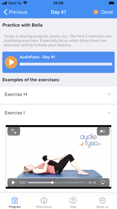 AudioFysio Lower Back Pain App Screenshot