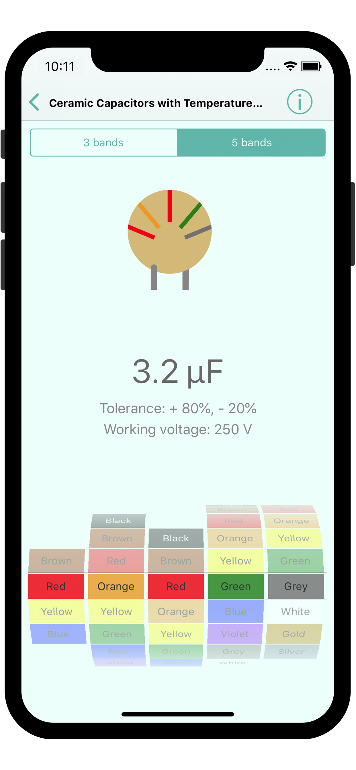 Resistor, Capacitor color code screenshot 4