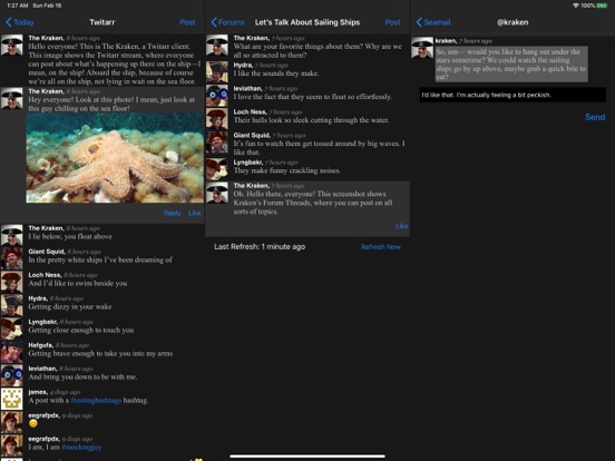 The Kraken, a Twitarr Client iPad screenshot 2 - Travel app