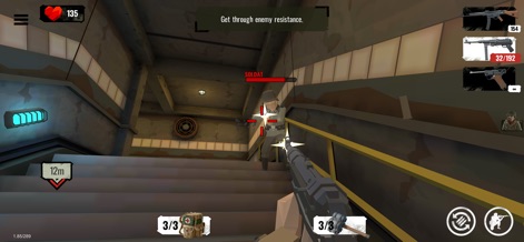 World War Polygon- WW2 shooter - Navigate multi-level indoor environments for close-quarters combat, utilizing the precise targeting reticle against enemies on stairwells.