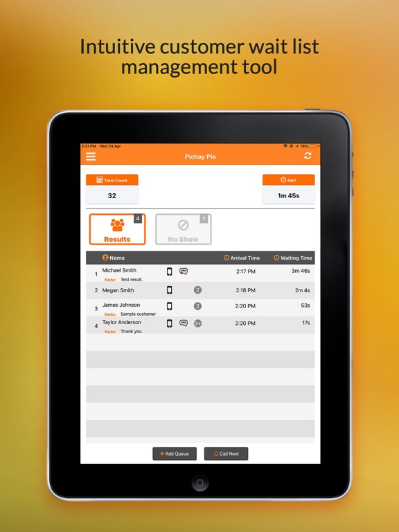 QueuePad for Customer Waitlist iPad screenshot 4 - Business app