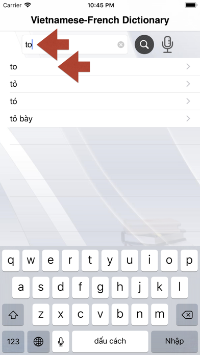 Screenshot #1 pour Vietnamese-French Dictionary++