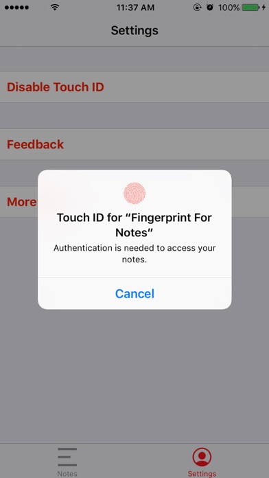 Biometric Notes Screenshot