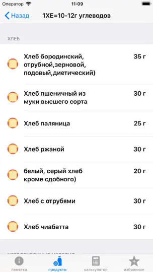 Скриншот Диабет и Углевод на iPhone 4