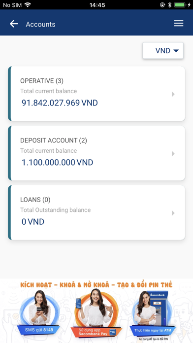 Sacombank mBanking Screenshot