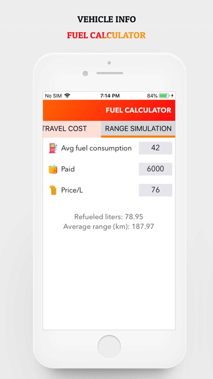 Vehicle Info Fuel Calculator