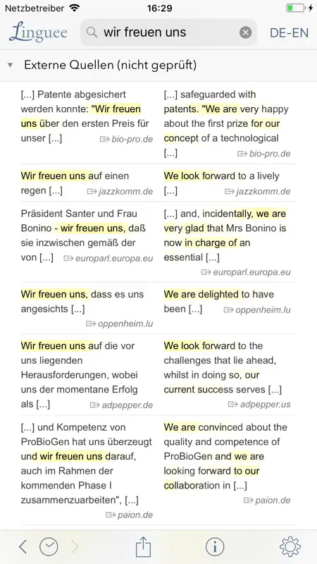 Wörterbuch Linguee screenshot 4 of 5