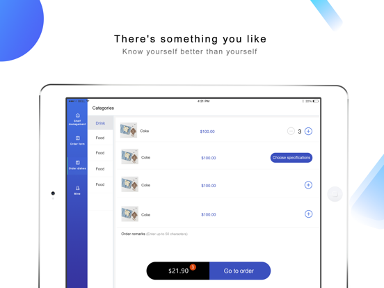 EdgelessGo: Food Order Manager iPad screenshot 3 - Shopping app