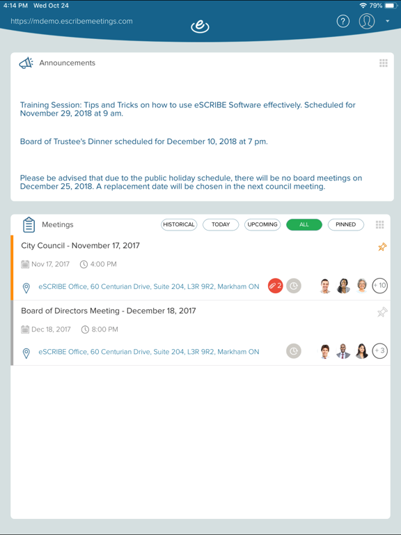 eSCRIBE Meetings Standard