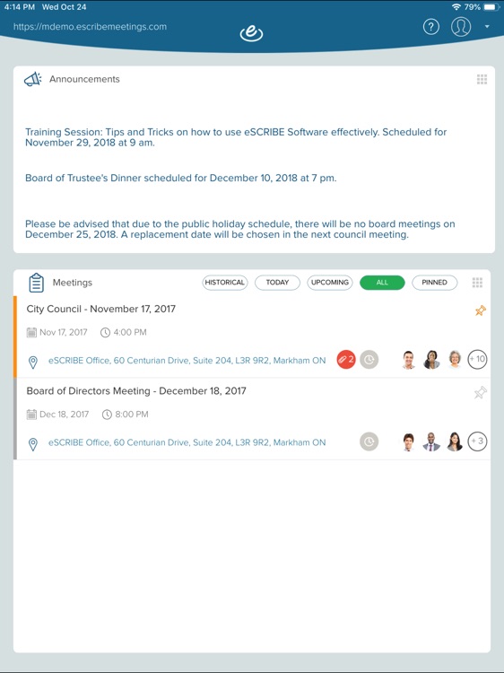 eSCRIBE Meetings Standard