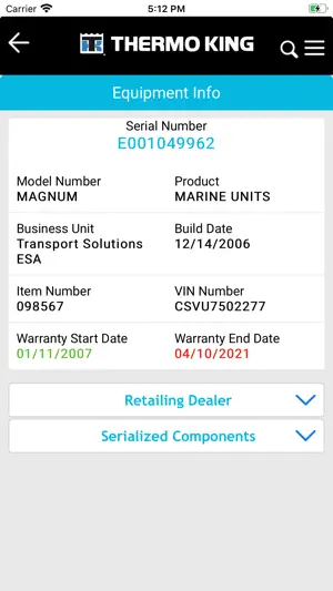 Trane Technologies WMS screenshot 4