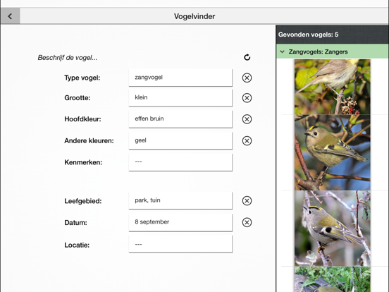 Vogels in Nederland Pro iPad app afbeelding 4