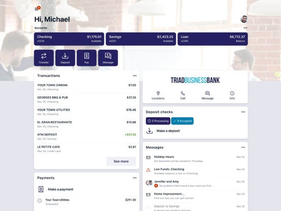 Triad Business Bank iPad screenshot 2 - Finance app