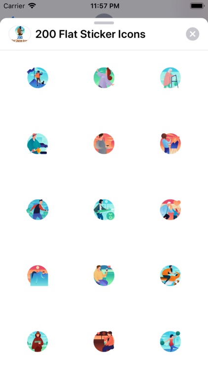 200 Flat Sticker Icons