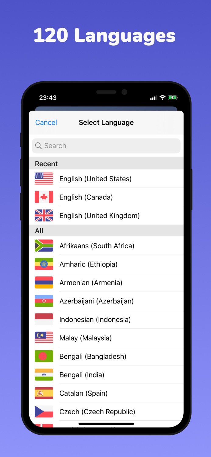 Transcribe speech to text