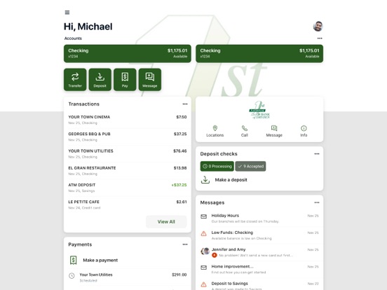 First National Bank of Dryden iPad screenshot 1 - Finance app