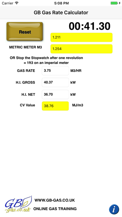 GB Gas Rate Calculator Screenshot