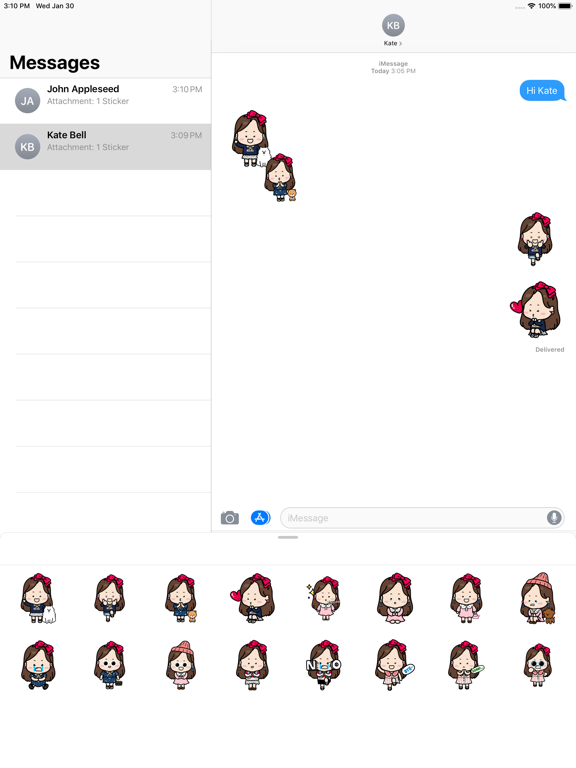 iSticker PiPi Girl iPad screenshot 4 - Stickers app