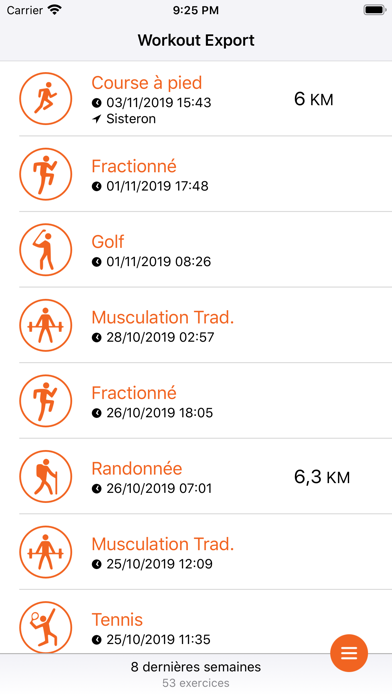 Screenshot #1 pour Workout Export