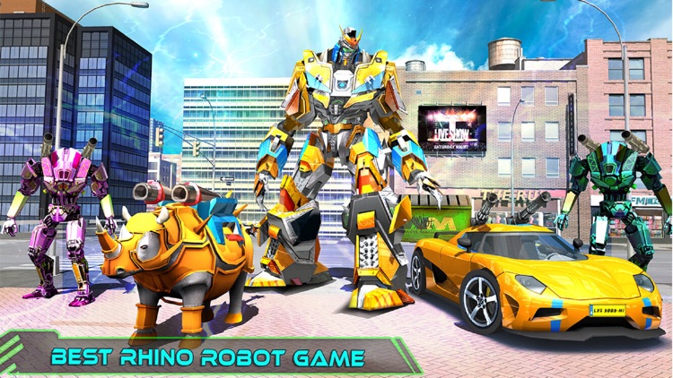 Rhino Robot War Car Transform screenshot-5