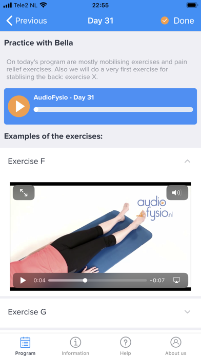 AudioFysio Lower Back Pain App Screenshot