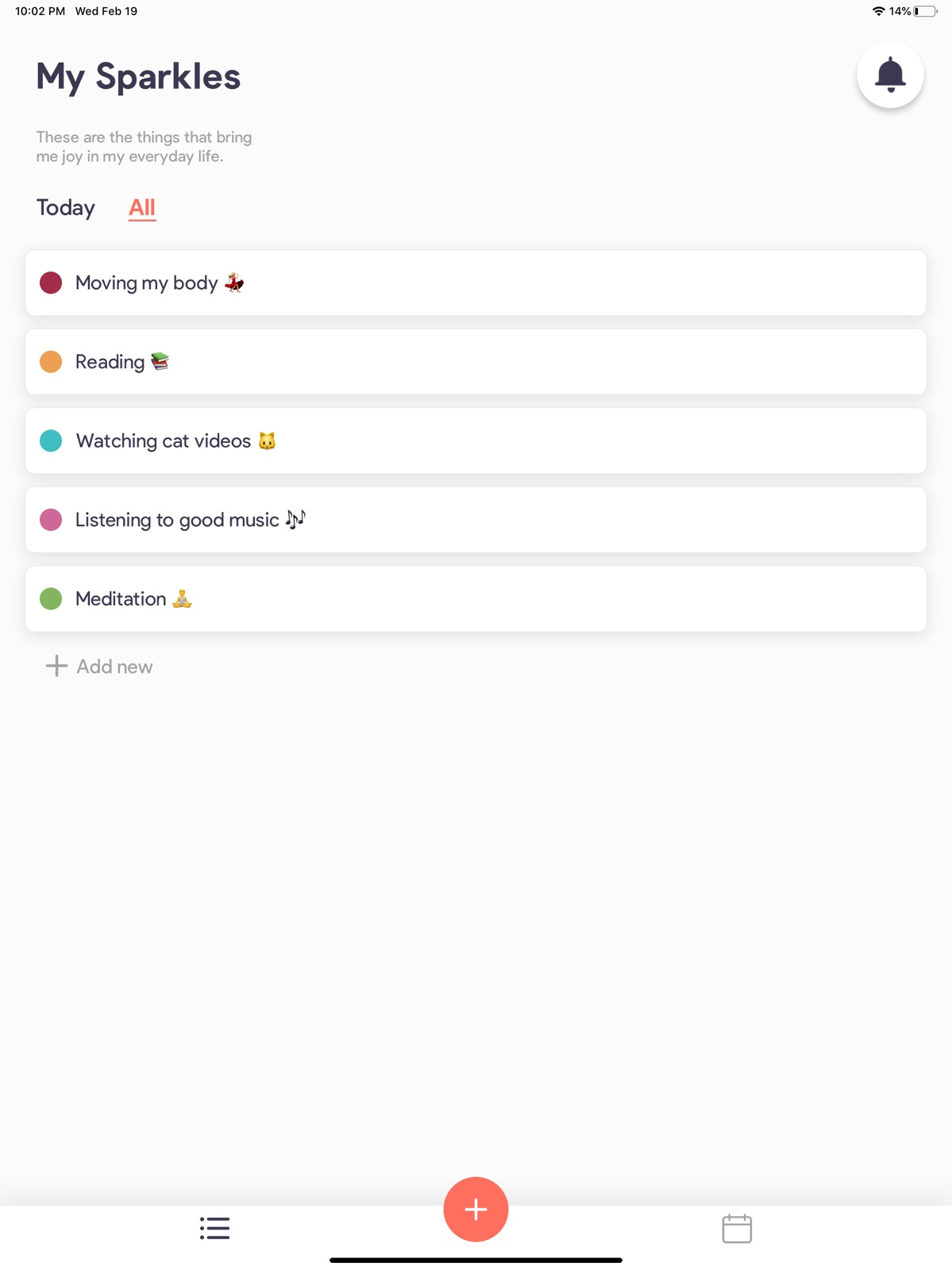 Sparkle: Self-Care Checklist ipad screenshot 1