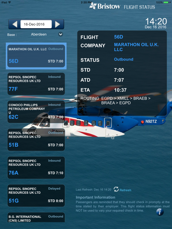 Screenshot #4 pour Bristow Flight Status