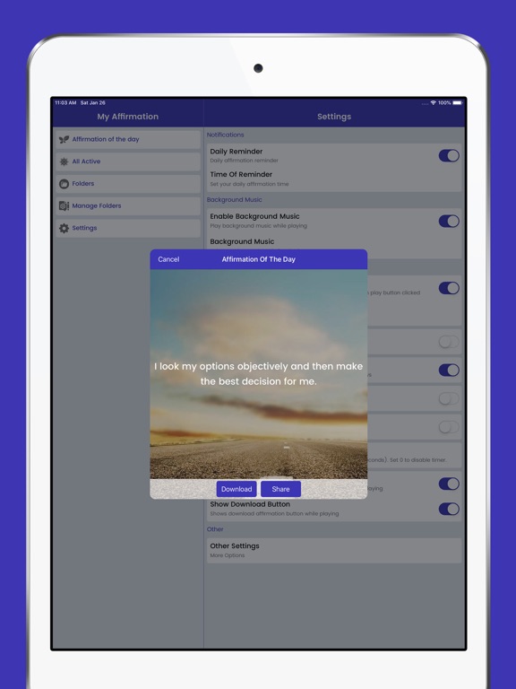 Affirmations - Self Motivation iPad screenshot 7 - Health & Fitness app