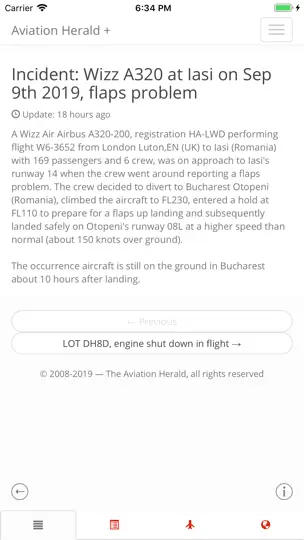 Screenshot von The Aviation Herald - Feed auf dem iPhone 2