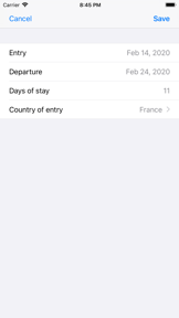 Schengen Stay Planner screenshot