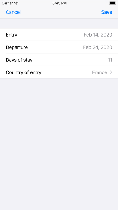 Schengen Stay Planner Screenshot