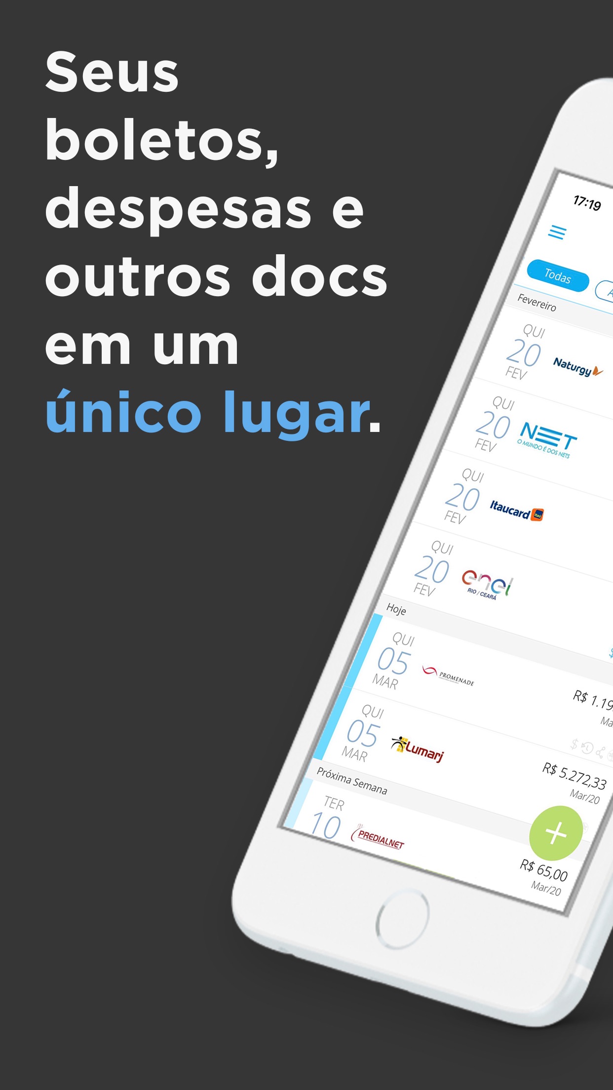 Screenshot do app papelada - controle de contas