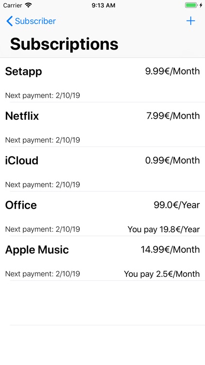 Subscriber - Payments control