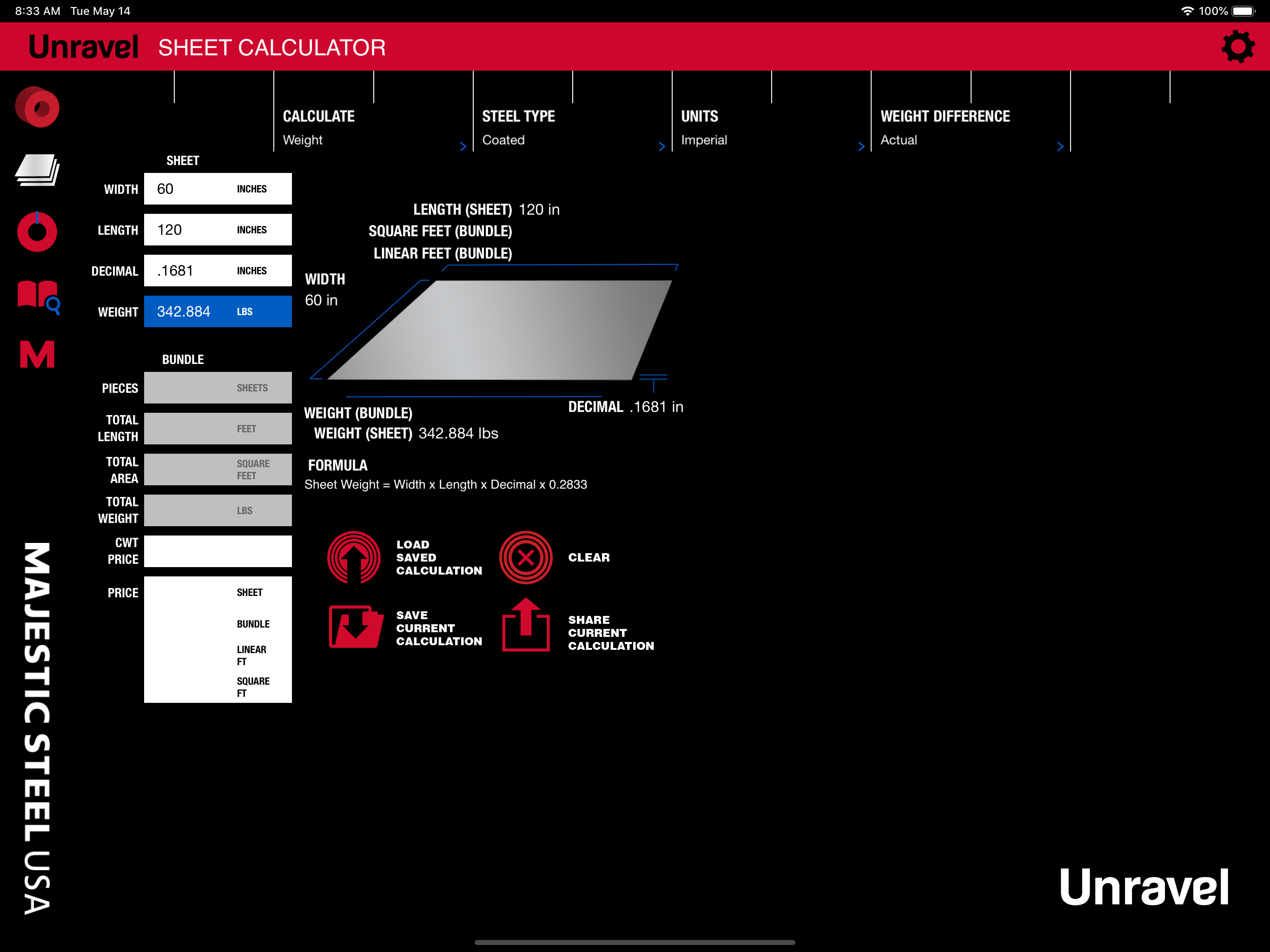 Unravel: Steel Calculator
